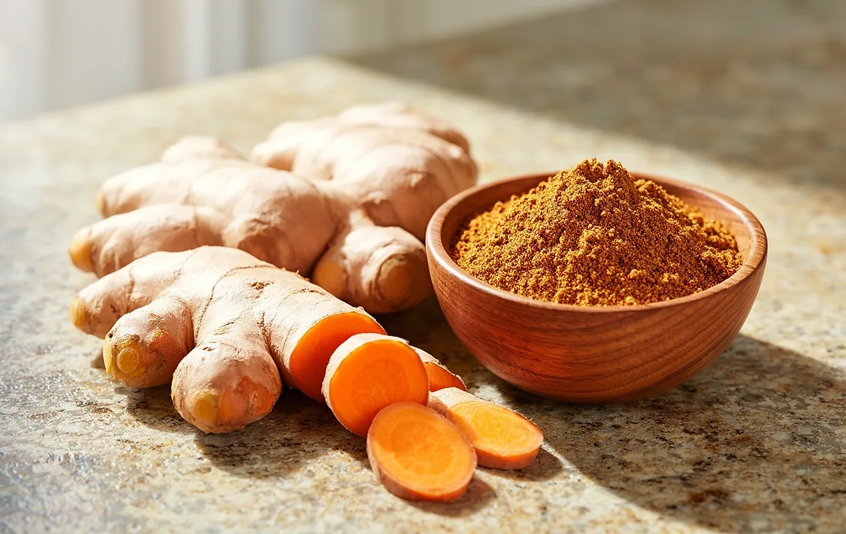 Racines de gingembre et curcuma